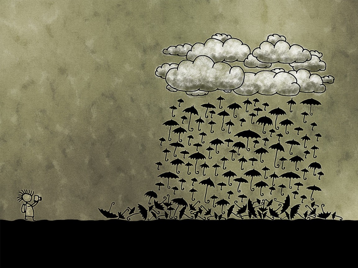Дождь из зонтиков обои