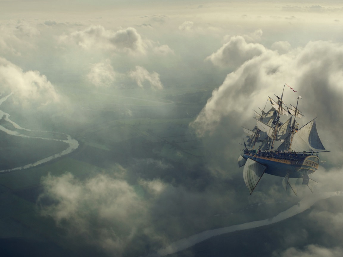 Летающий корабль обои