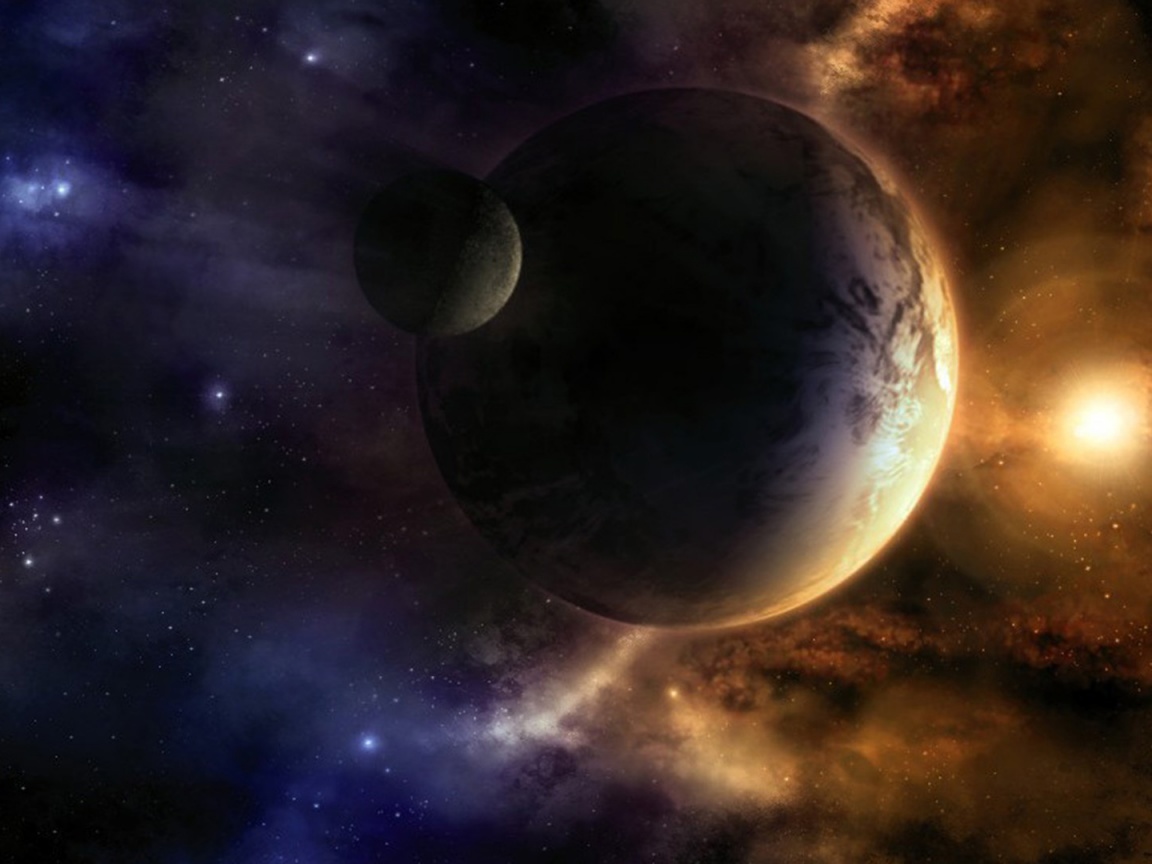 Планета с одним спутником обои