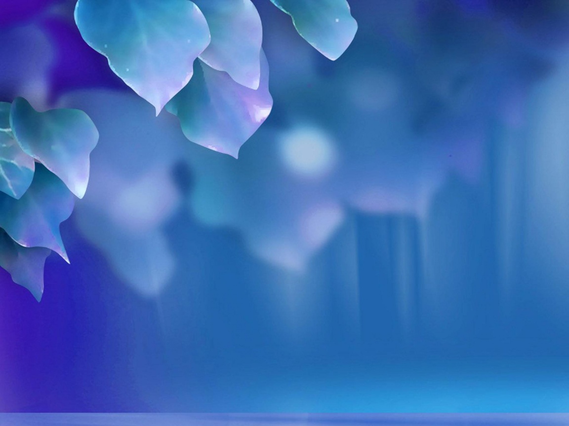 Синие листья обои