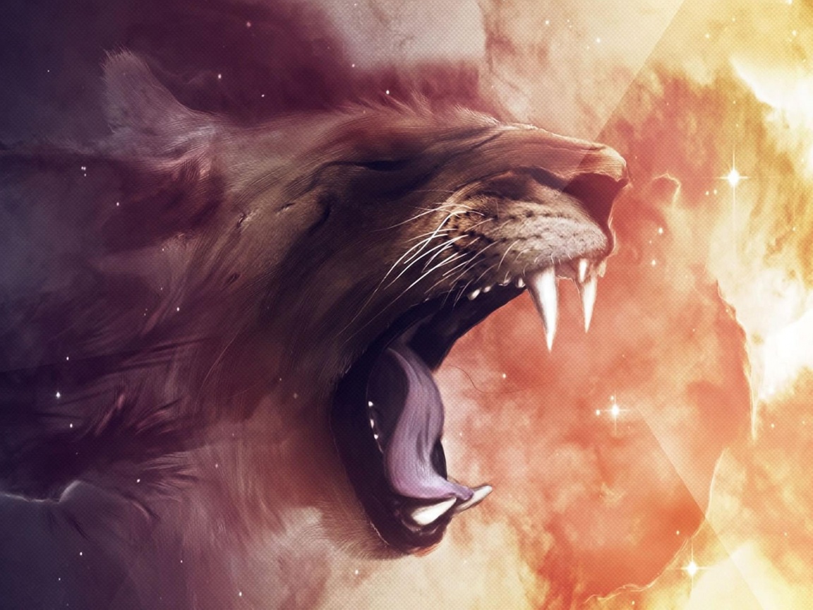 Рычащий лев обои