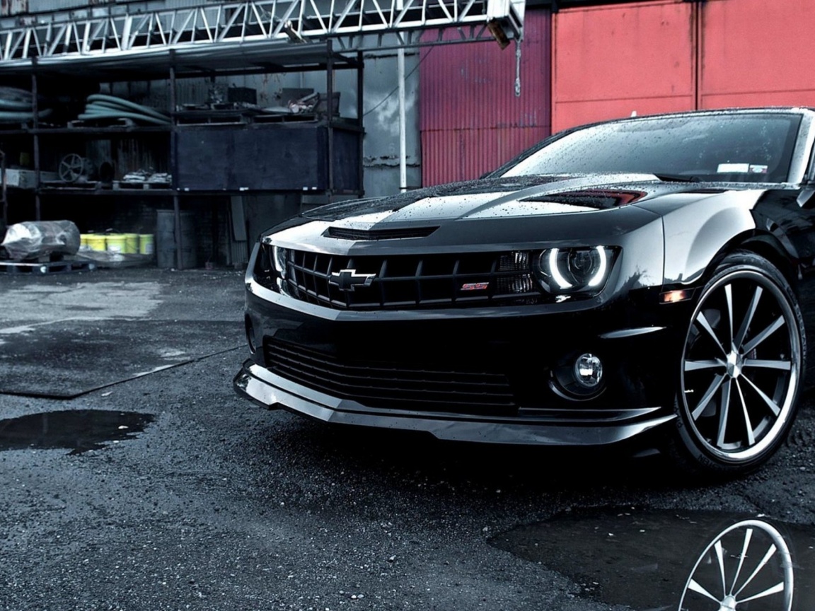 Черный шевроле камаро SS обои