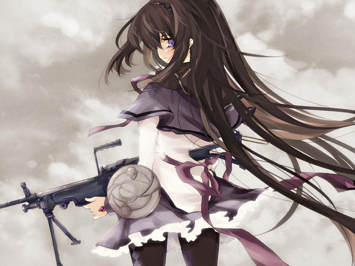 Девушка с автоматом обои