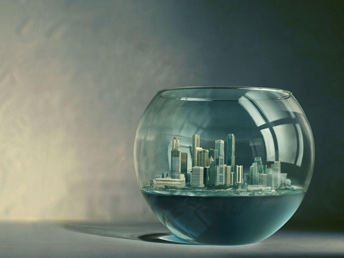 Город в аквариуме обои