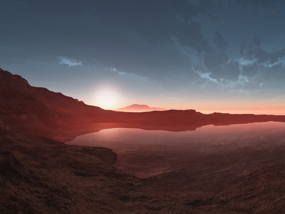 Озеро в каменистой пустыне обои