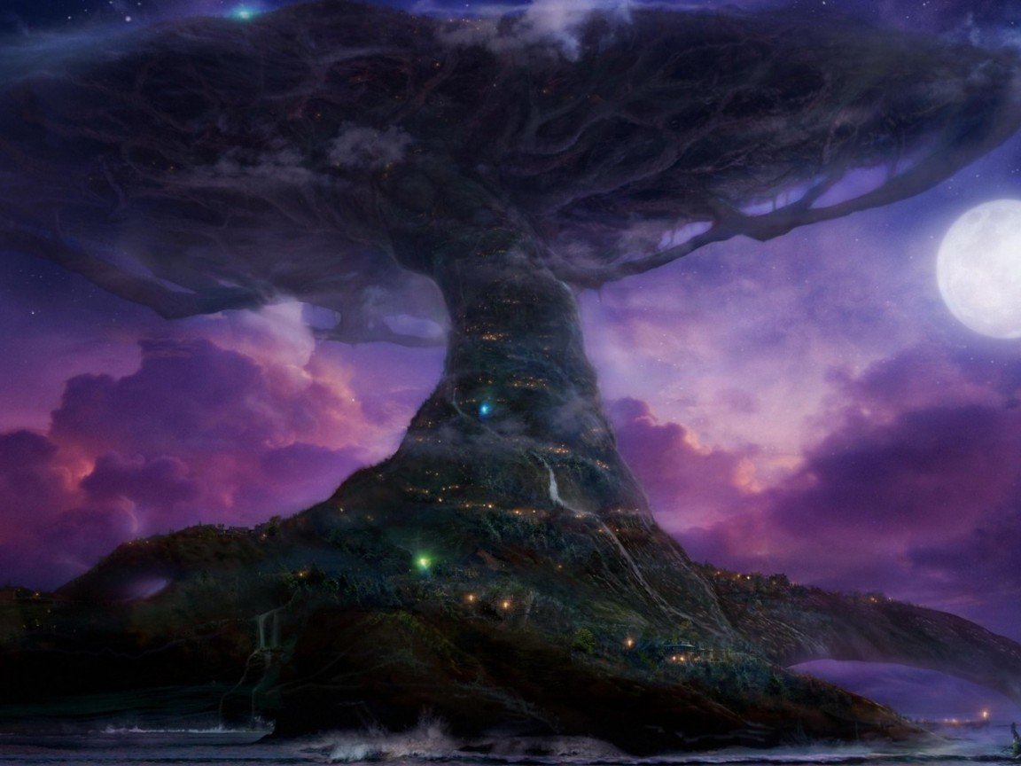 Дерево-город обои