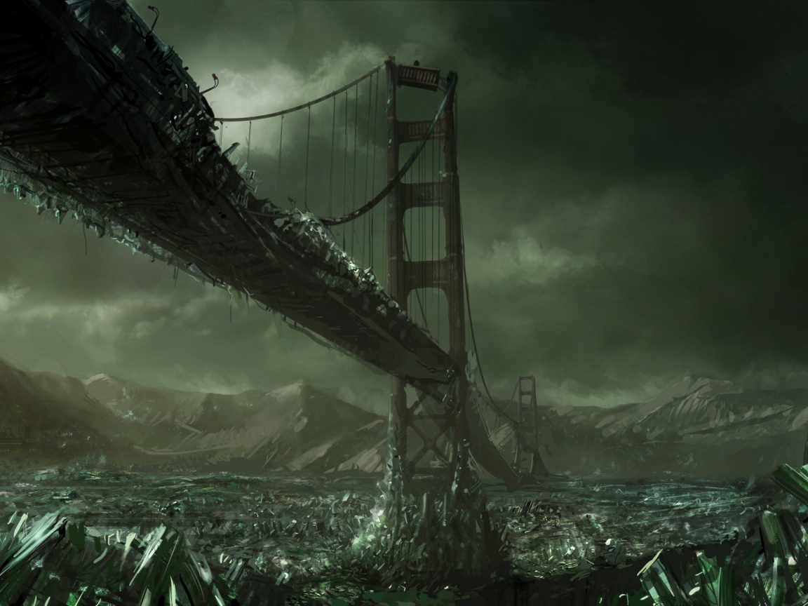 Постапокалиптические Золотые Ворота обои