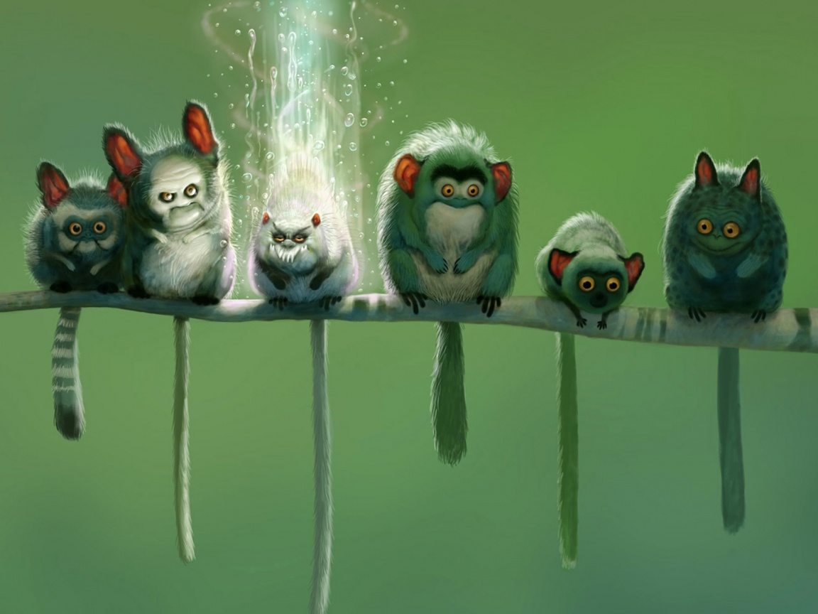 Существа на ветке обои