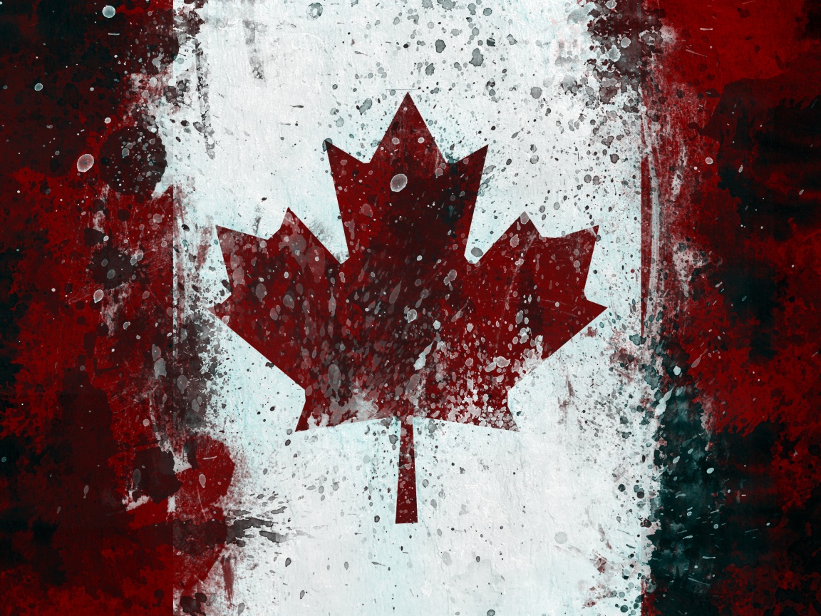 Флаг Канады нарисованный краской обои