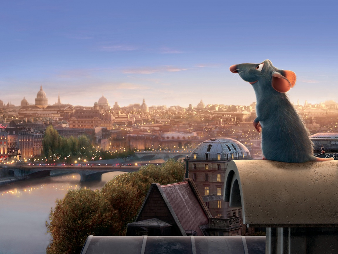 Рататуй на фоне Парижа обои