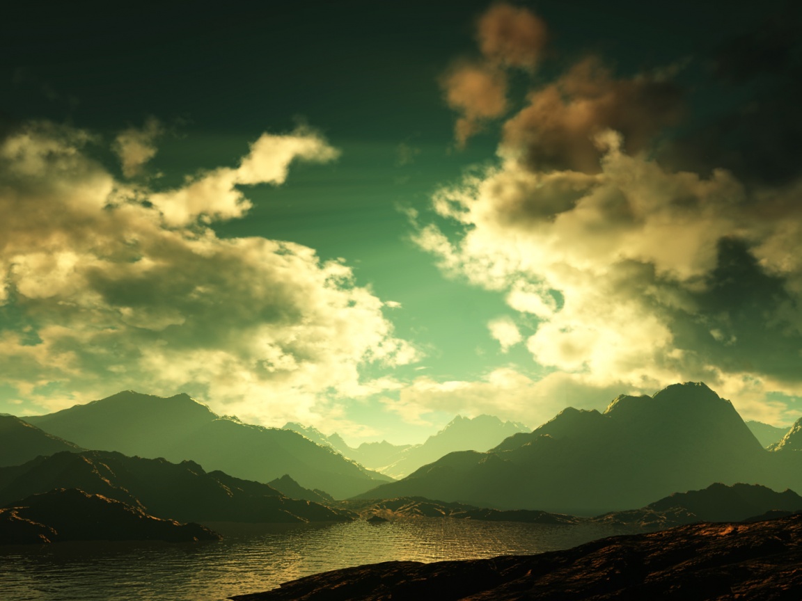 Закат в горах обои