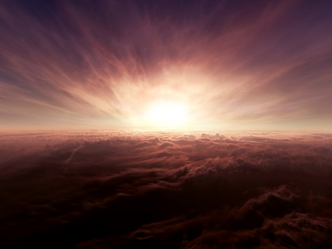 Закат над облаками обои