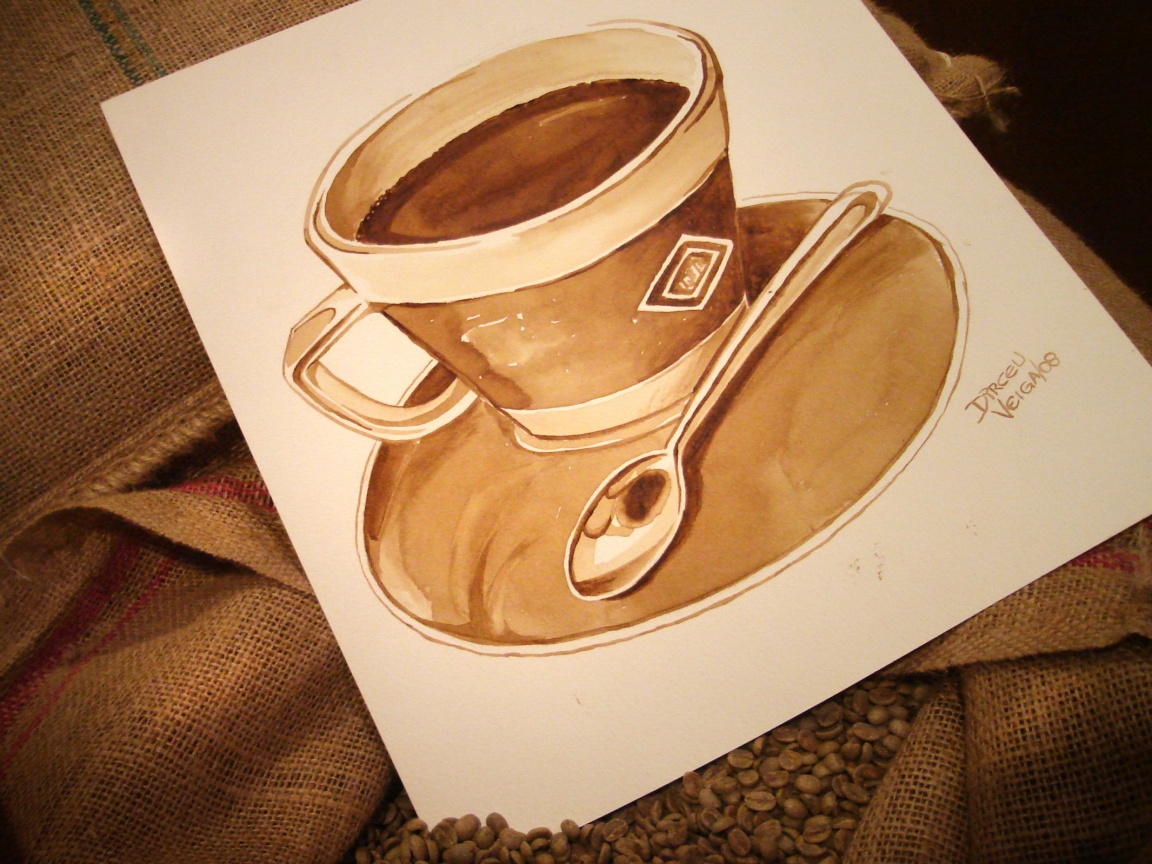 Нарисованная чашка кофе обои