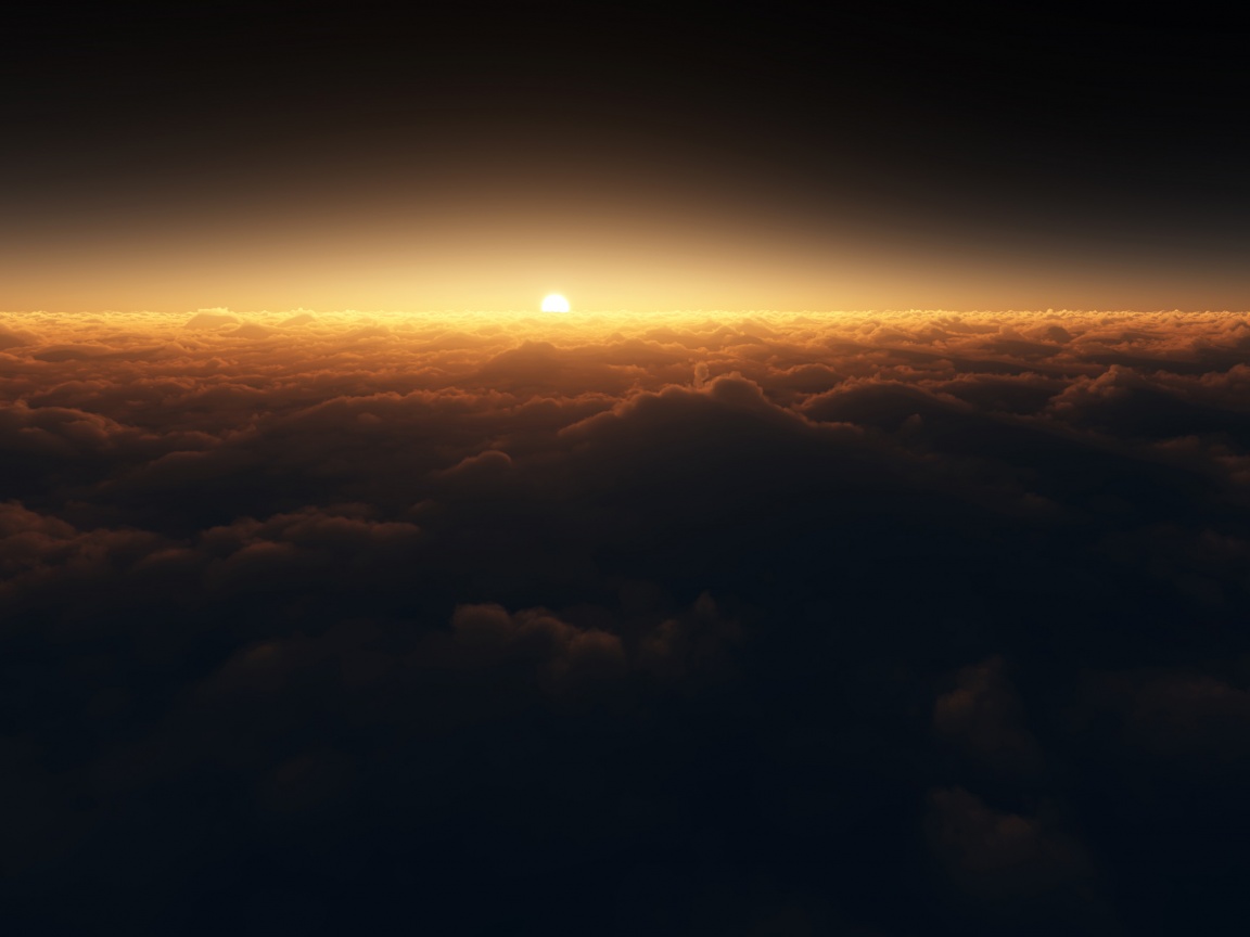 Закат над облаками обои