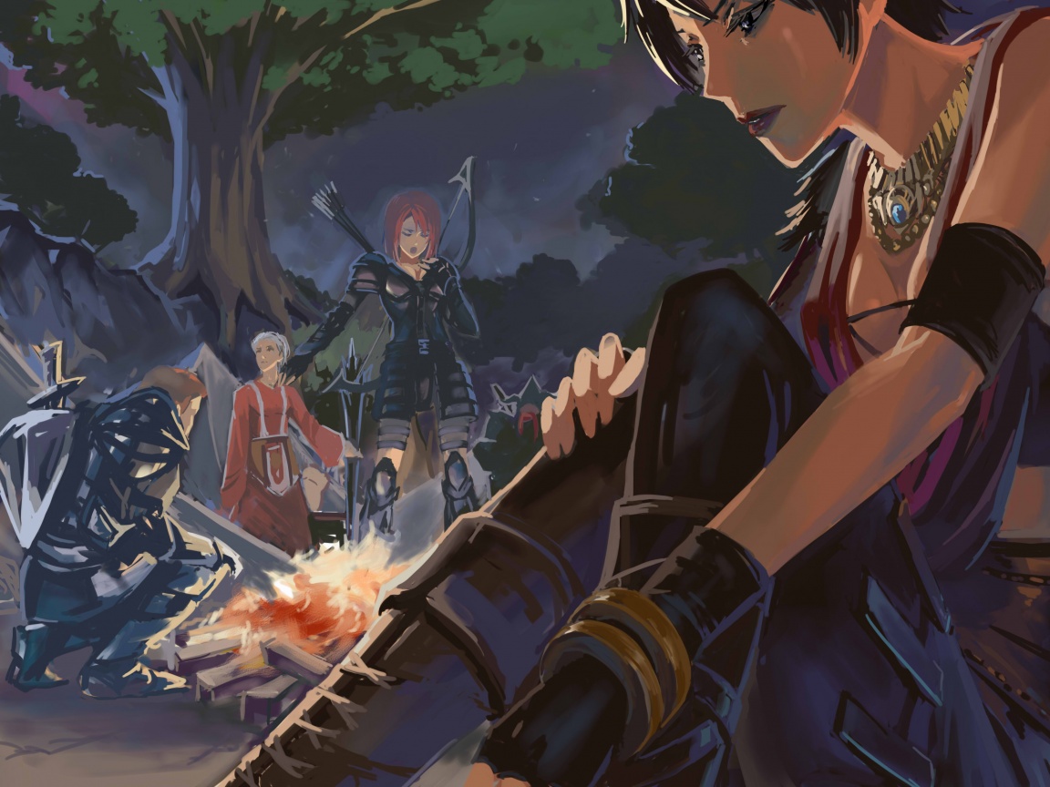 Рисунок Морриган в лагере обои