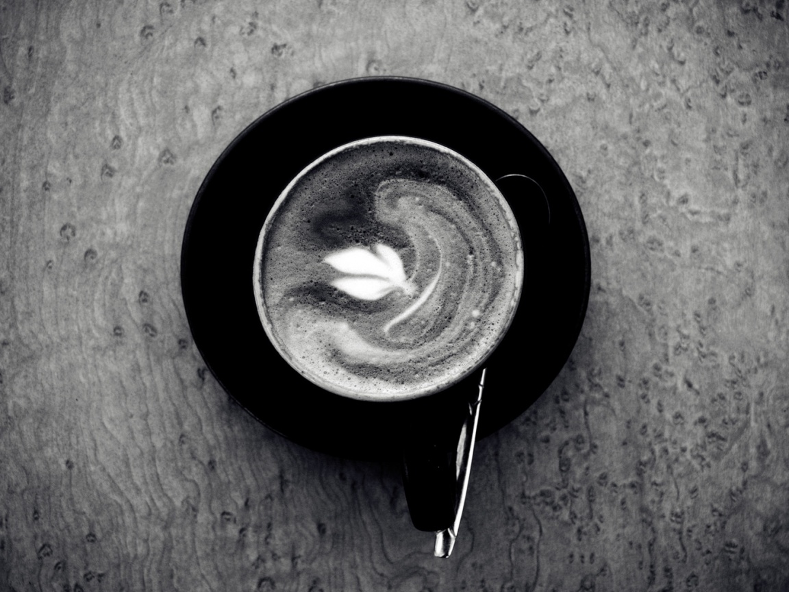 Монохромный утренний кофе обои
