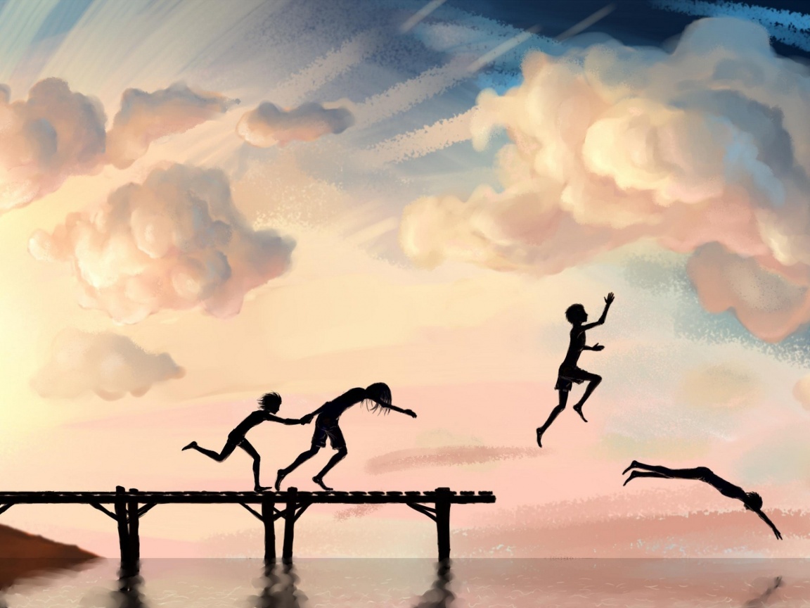 Прыжки с причала обои