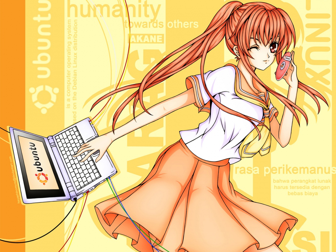 Ubuntu  в аниме обои