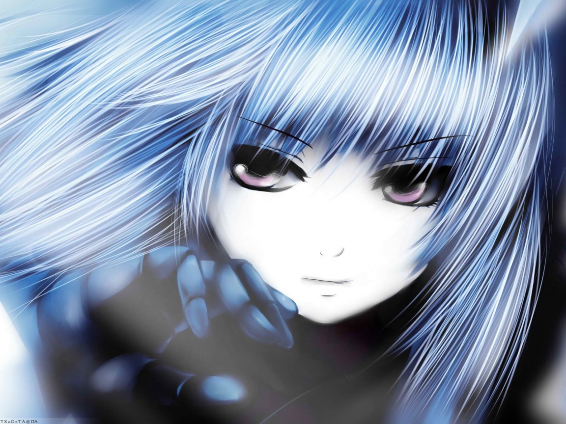 Девушка с голубыми волосами обои