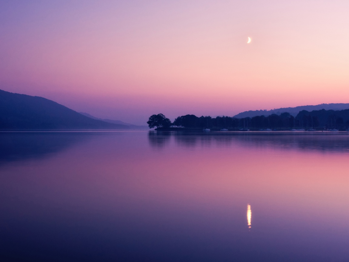 Сумерки над озером обои