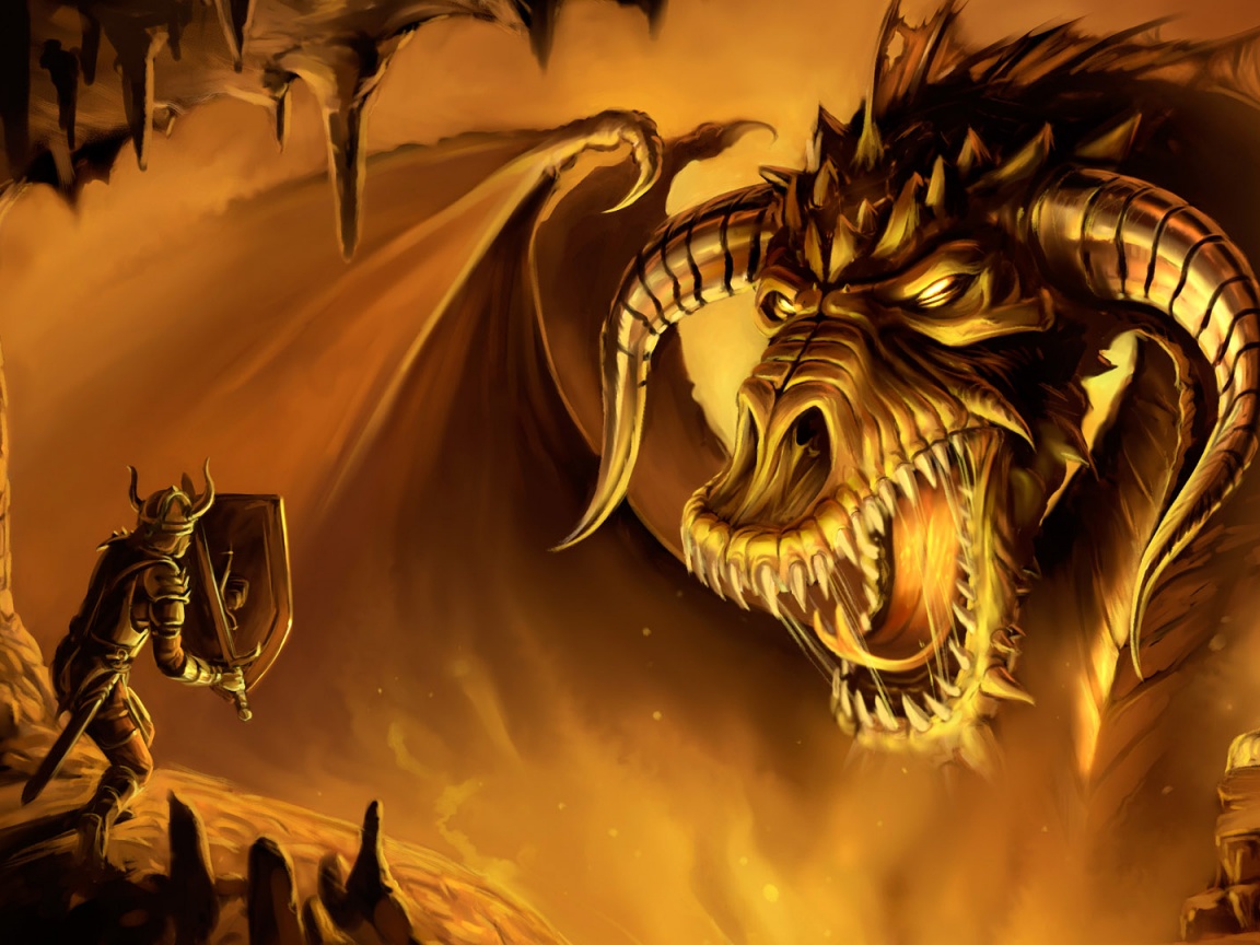 Рыцарь против дракона обои