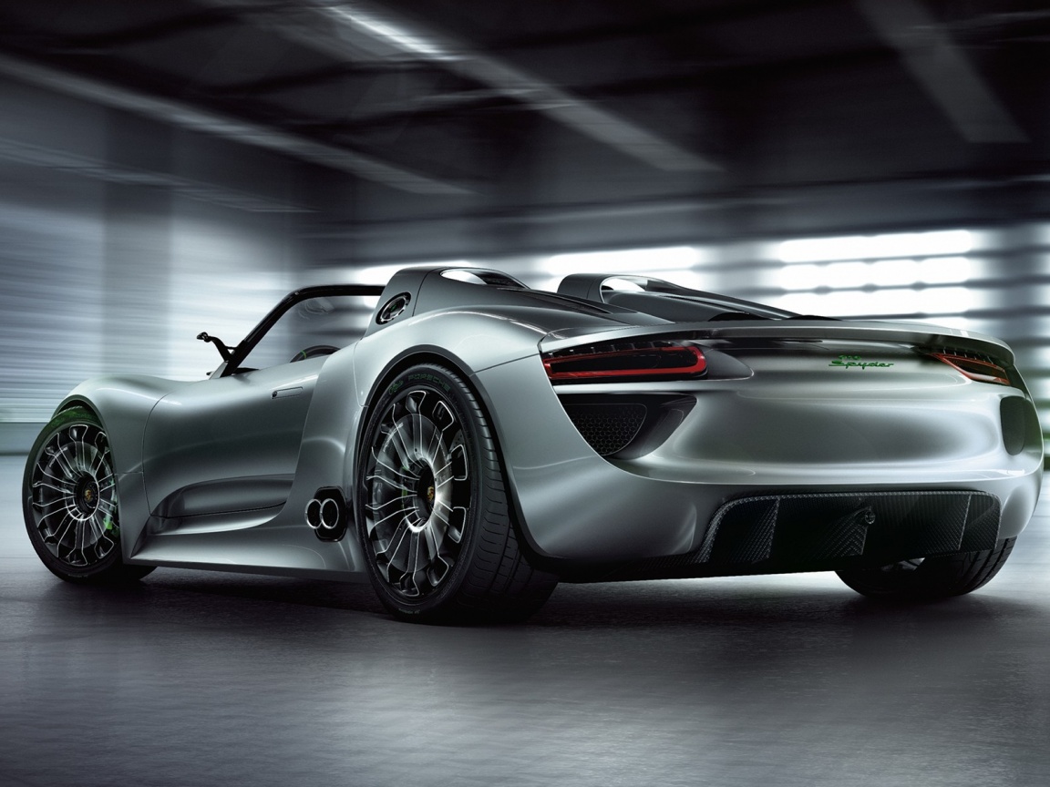 Porsche 918 Spider вид сзади обои