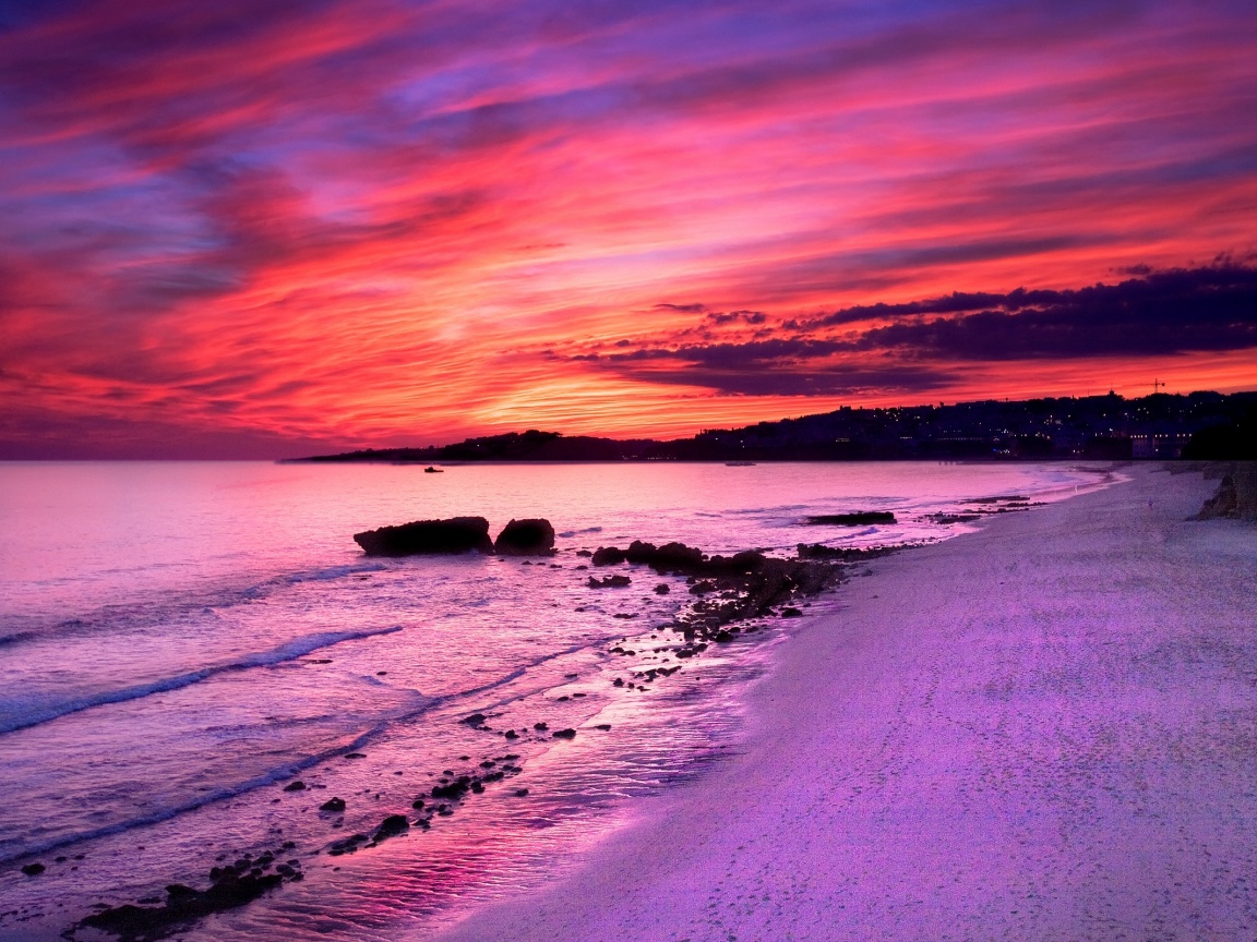 Бесподобный закат на море обои