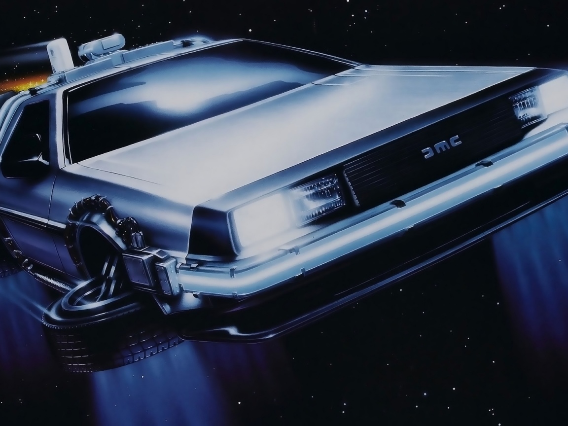 Летающий Делореан обои