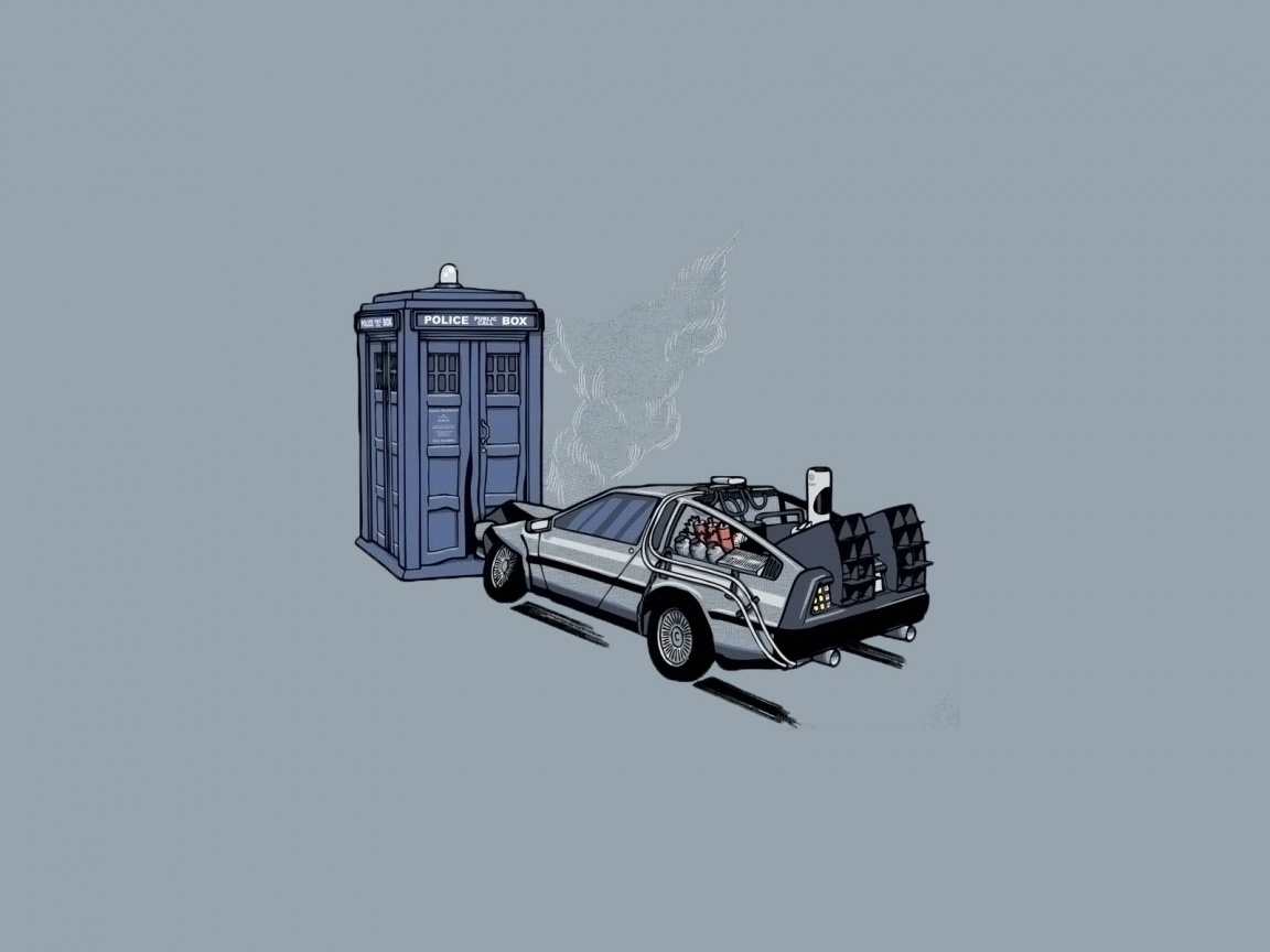 Что будет если ДеЛореан врежется в Тардис? обои