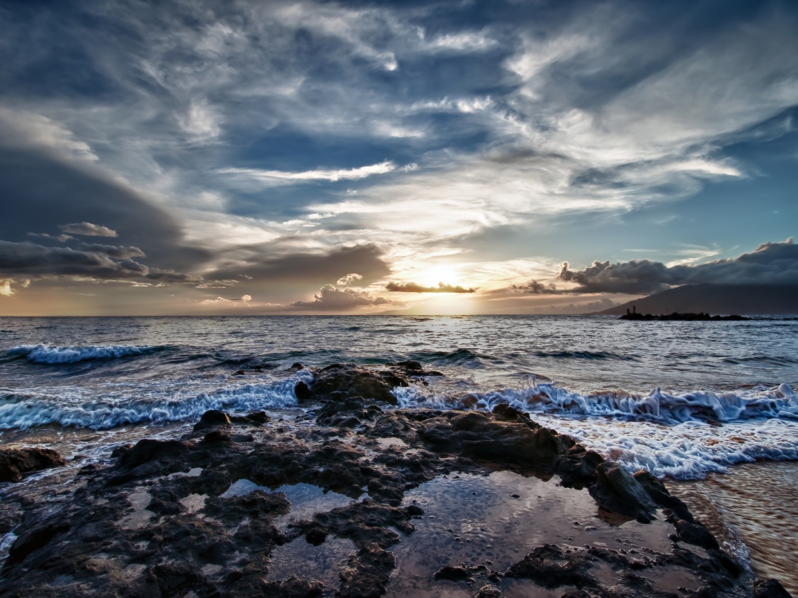 Закат на море обои