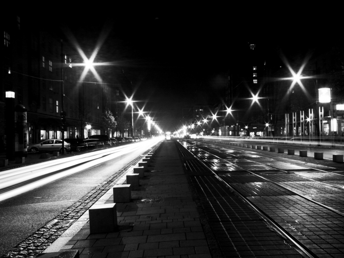 Мгновение на улице ночного города обои