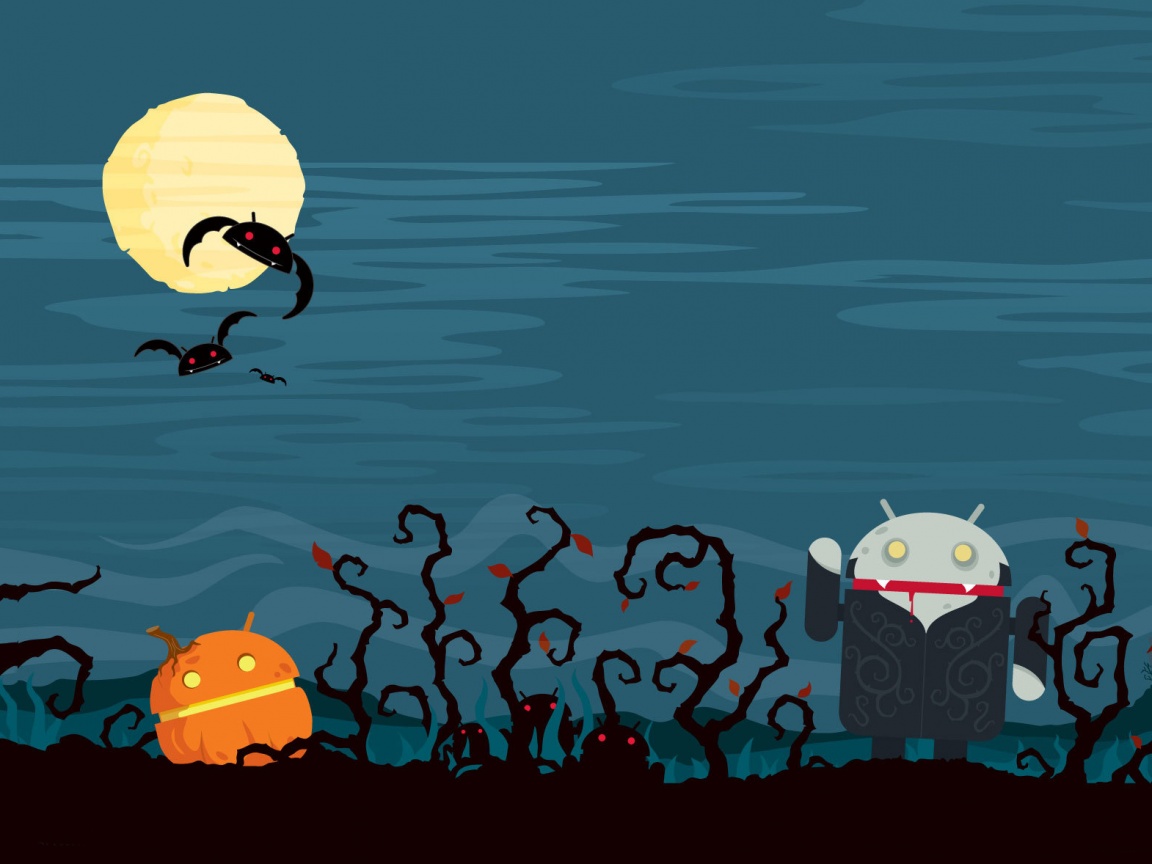 Хэллоуин в стиле Google Android обои