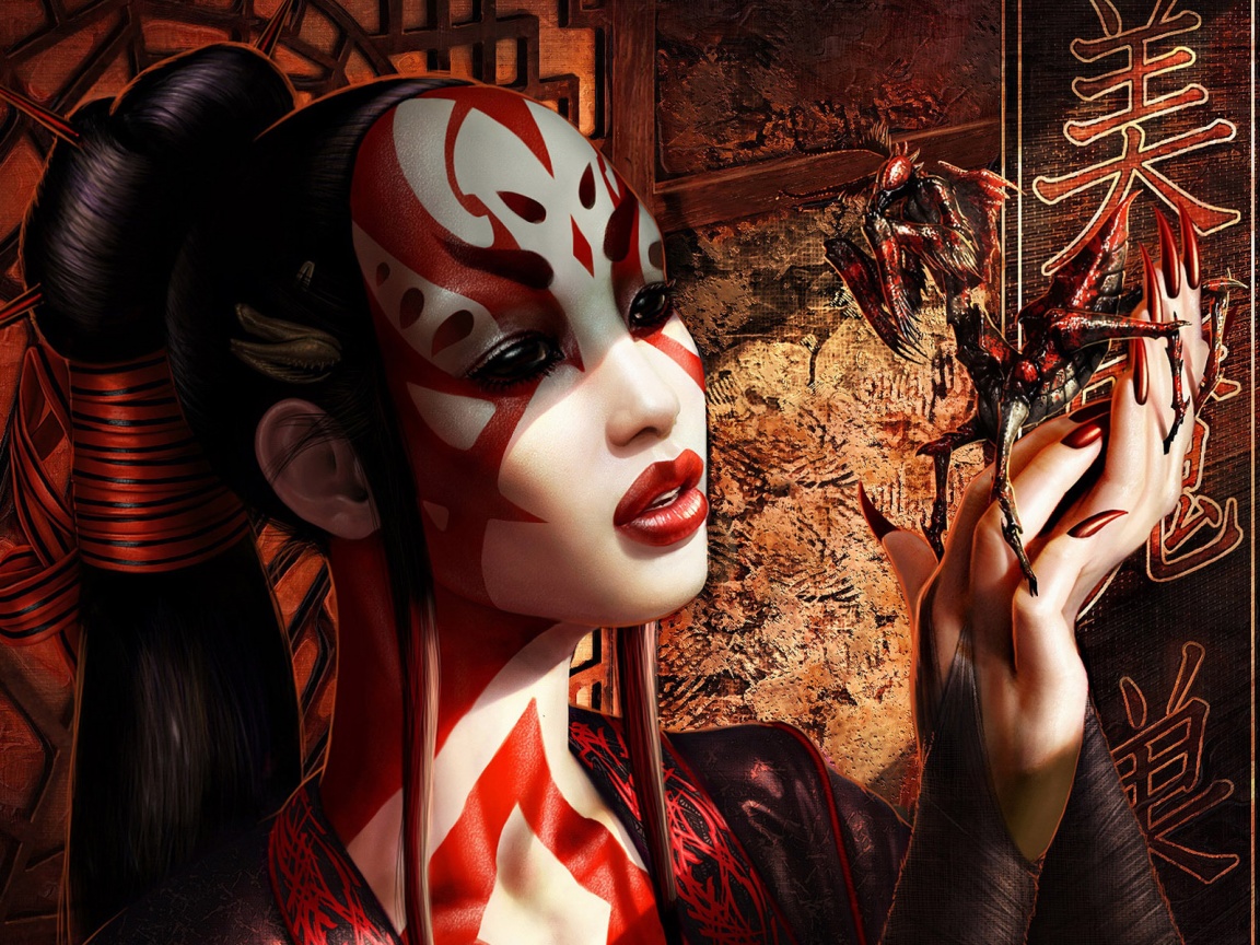 Девушка и богомол обои