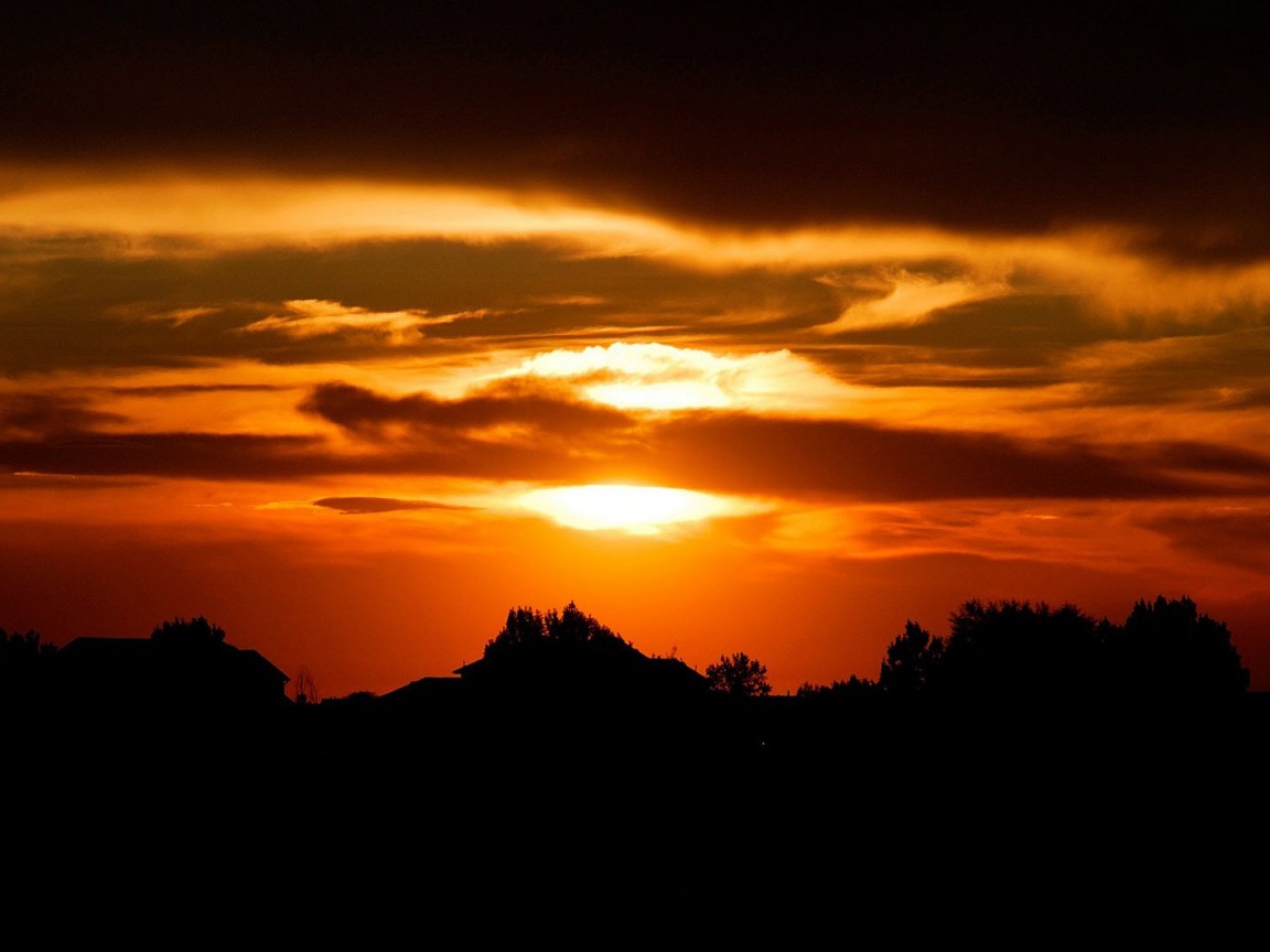 Оранжевый закат обои