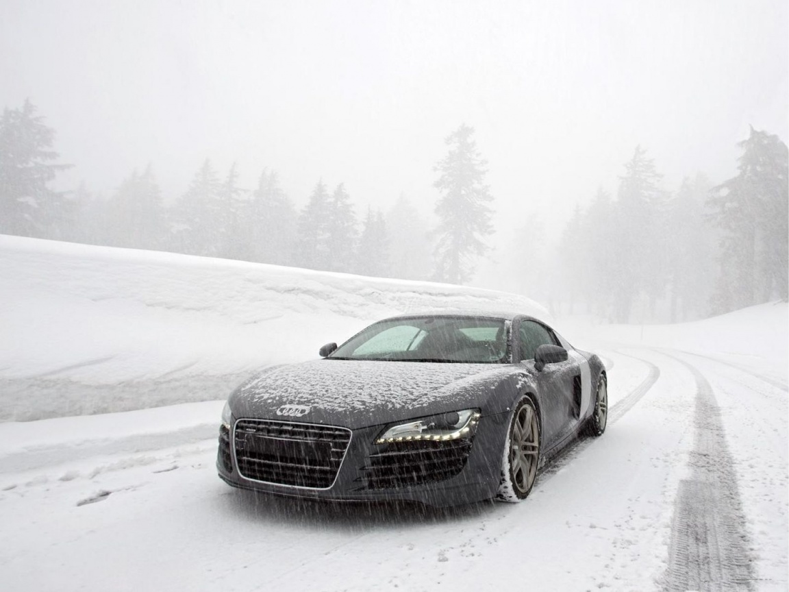 Audi R8 зимой обои
