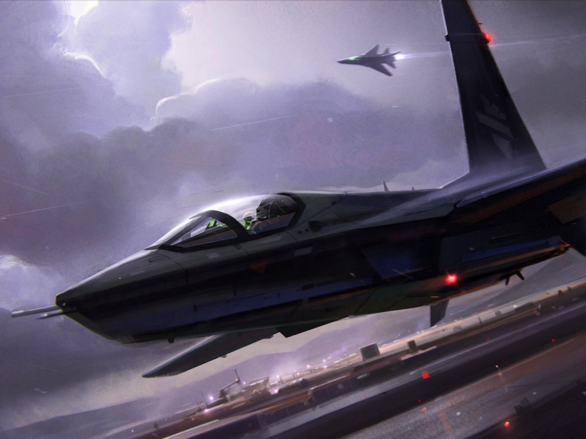 Истребитель на взлете обои