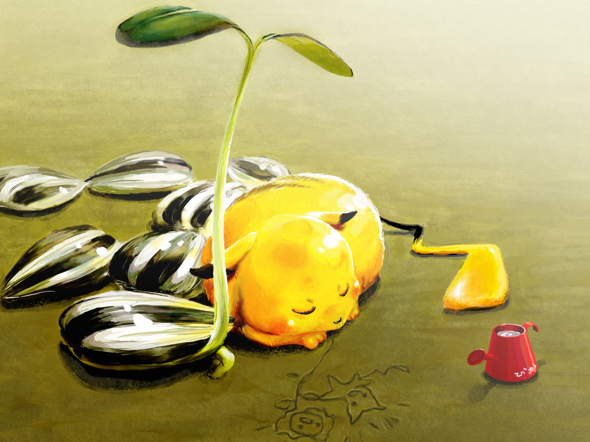 Пикачу отдыхает обои