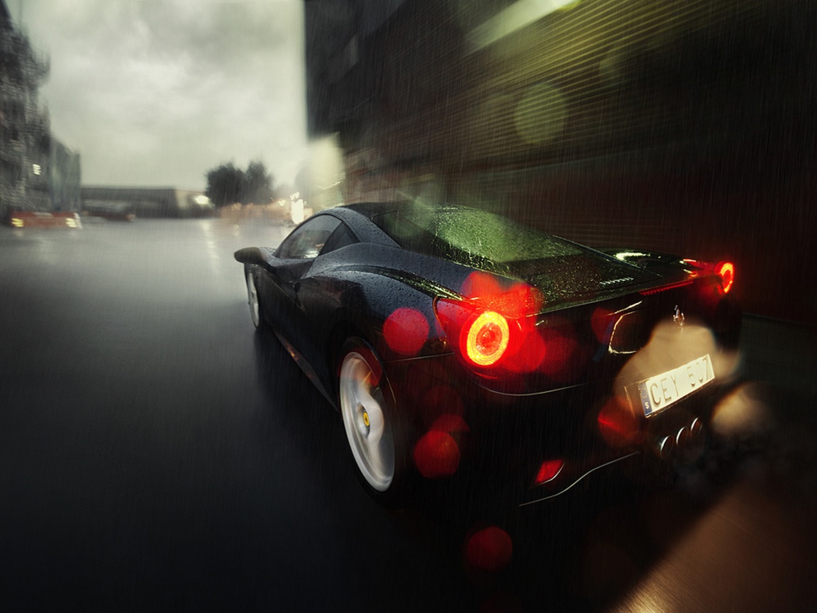 Ferrari под дождем обои