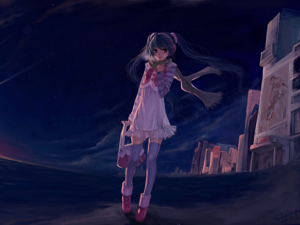 Девочка уходит из города обои