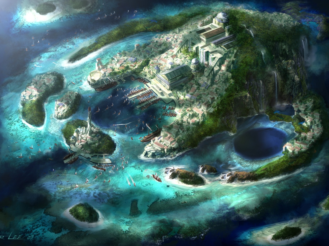 Город на острове обои