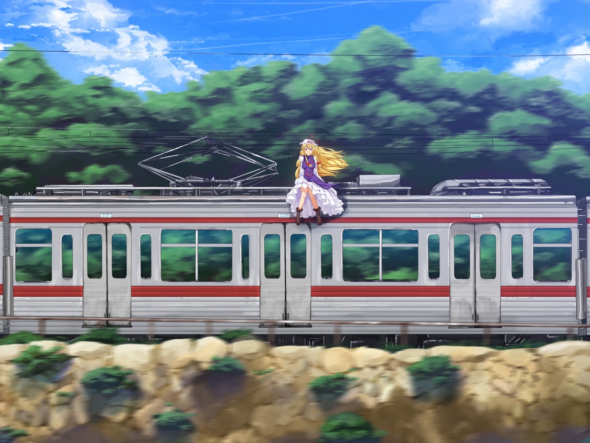 Девушка на крыше поезда обои