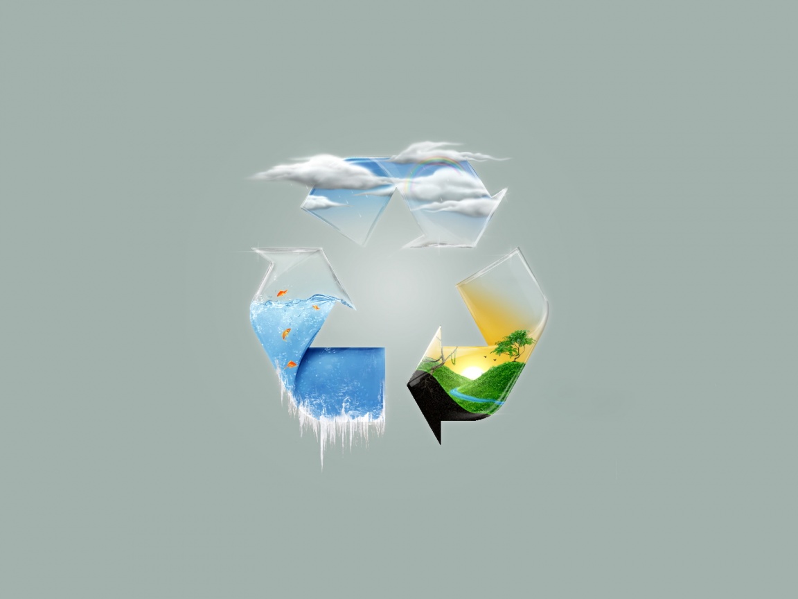 Круговорот воды в природе в значке переработки обои