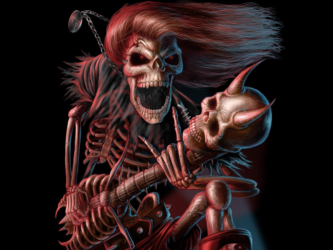 Скелет играет на скелет-гитары обои
