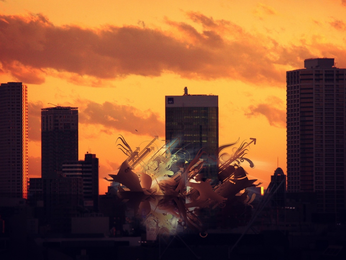 3D абстракция прямо в городе обои