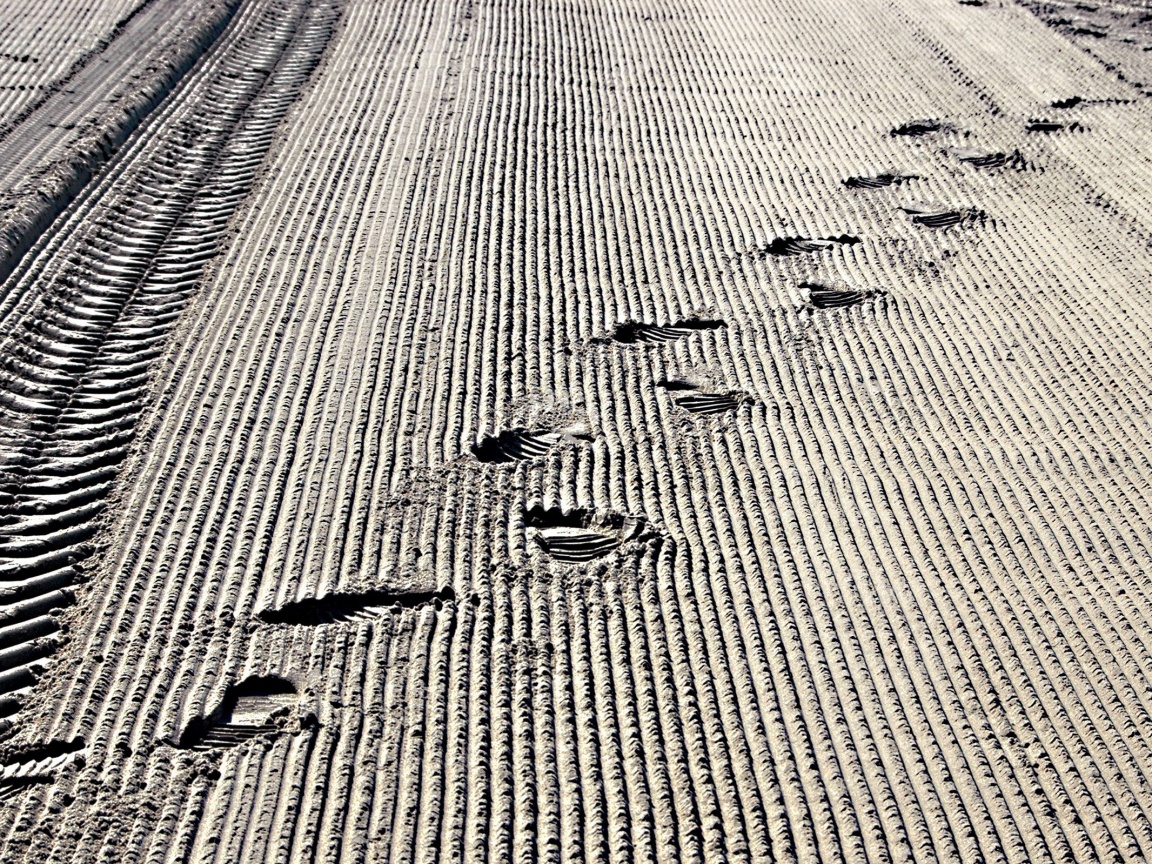 Следы на песке обои