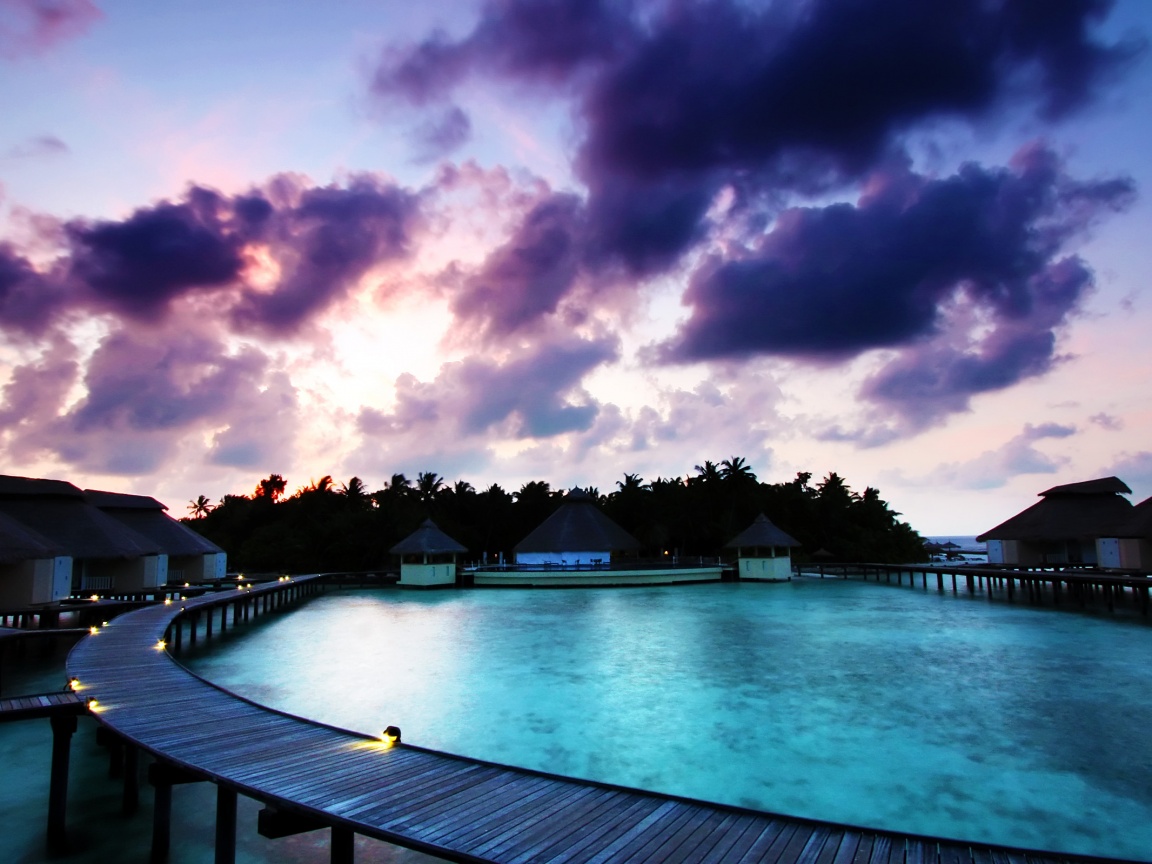 Бунгало на воде обои