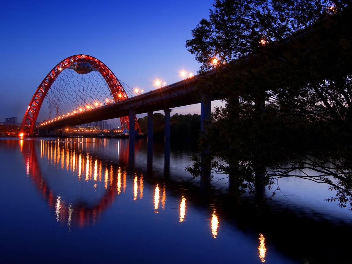 Мост в сумерках обои