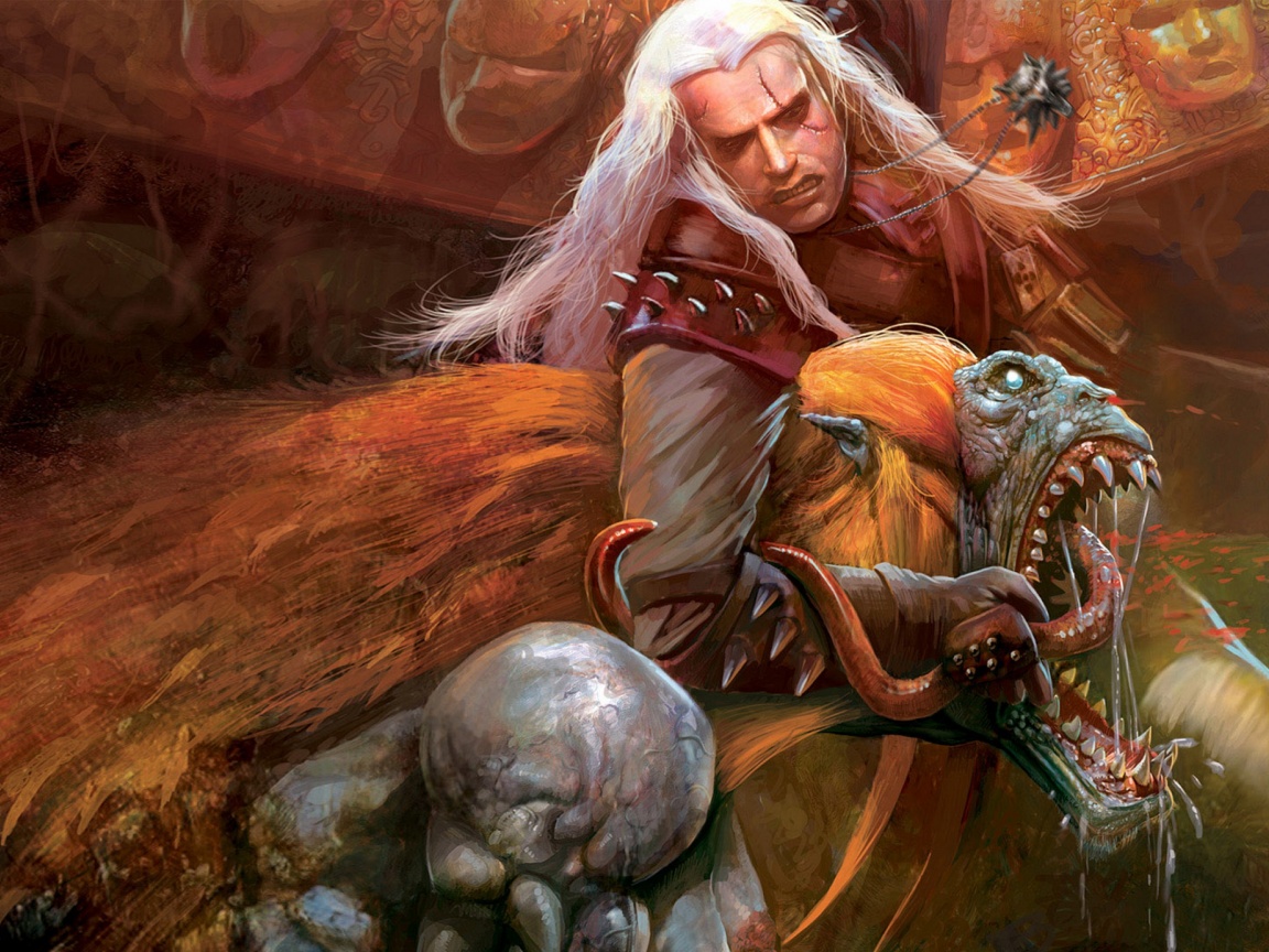 Ведьмак и монстр обои