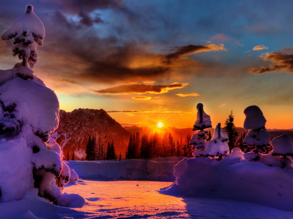 Зимнее солнце обои