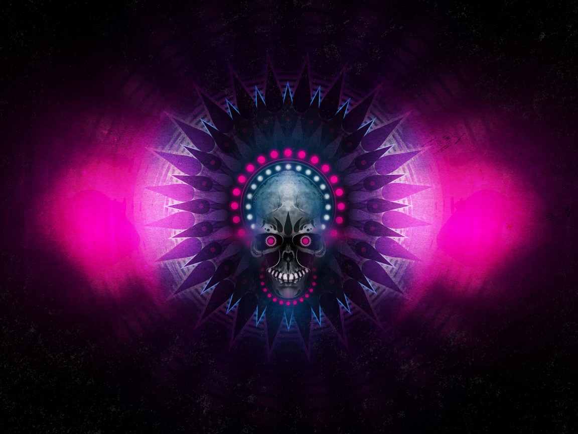 Неоновый череп обои